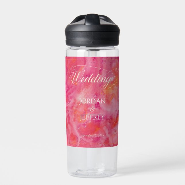 Hot Colour Romantic Wedding Water Bottle (Front)