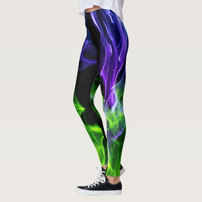 Hot Colourful Fire Flame Smoke  Leggings (Left)