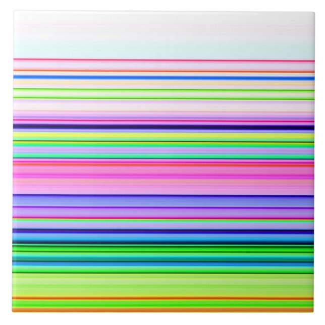Hot colourful neon stripes ceramic tile (Front)
