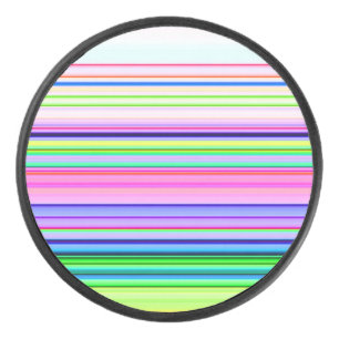 Hot colourful neon stripes hockey puck