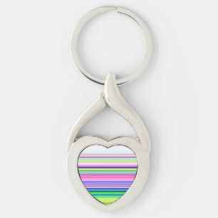 Hot colourful neon stripes key ring
