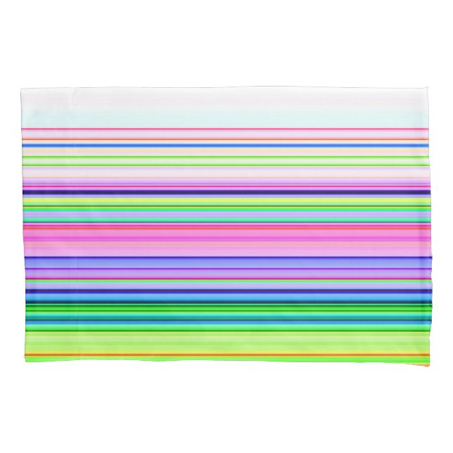 Hot colourful neon stripes pillowcase (Front-Left)