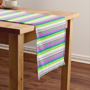 Hot colourful neon stripes short table runner