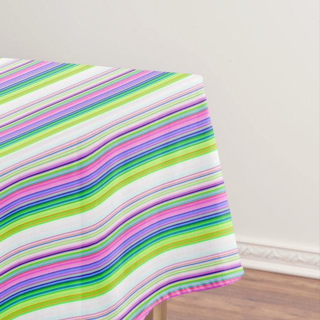 Hot colourful neon stripes tablecloth (In Situ)