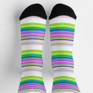 Hot colourful neon stripes throw pillow socks