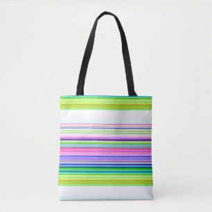 Hot colourful neon stripes tote bag