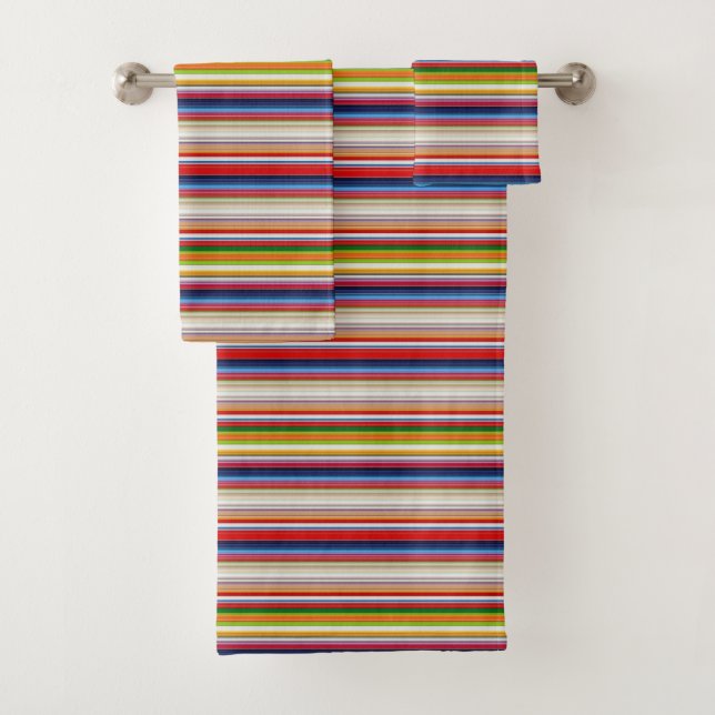 Hot colourful stripes bath towel set (Insitu)