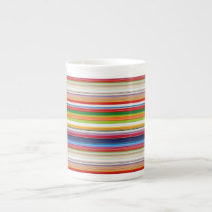 Hot colourful stripes bone china mug