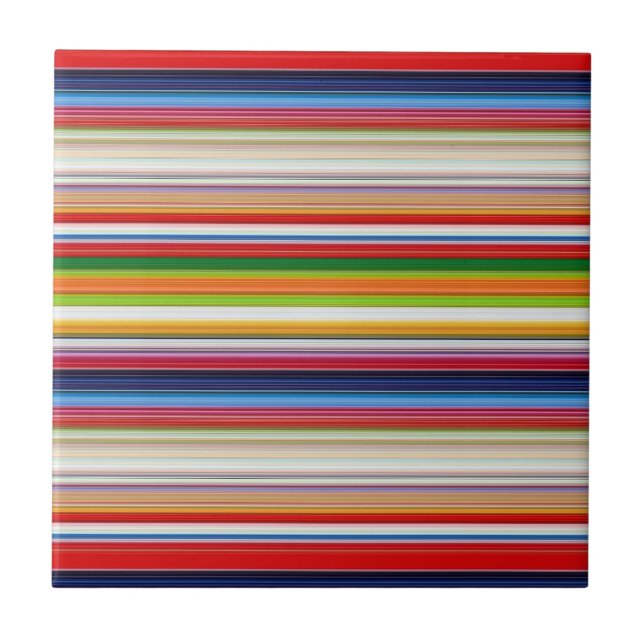Hot colourful stripes ceramic tile (Front)