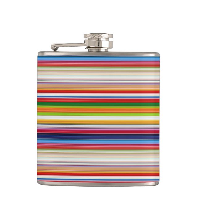 Hot colourful stripes hip flask (Front)