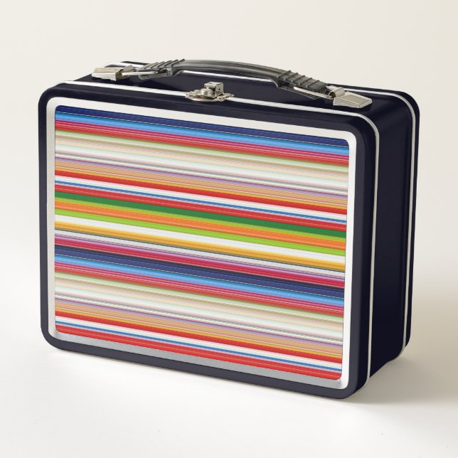 Hot colourful stripes metal lunch box (Front)