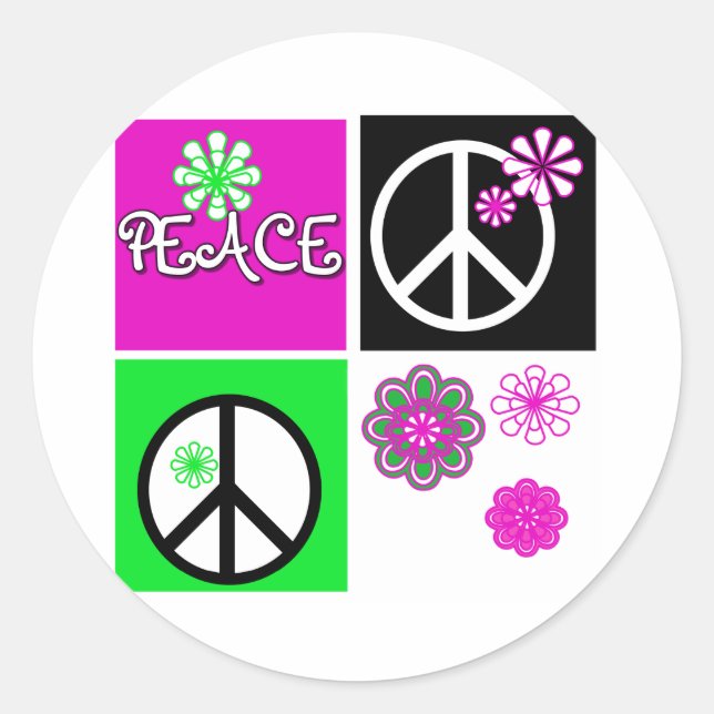 Hot Colours Peace Classic Round Sticker (Front)