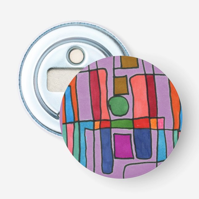 Hot & cool rectangular stripes with circle accent bottle opener (Front)