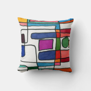 Hot & cool rectangular stripes with circle accent cushion