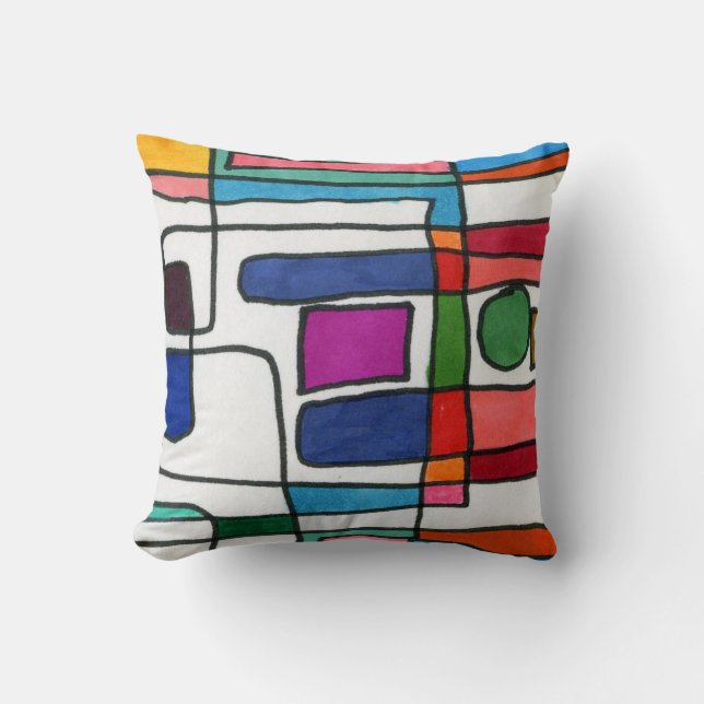 Hot & cool rectangular stripes with circle accent cushion (Front)