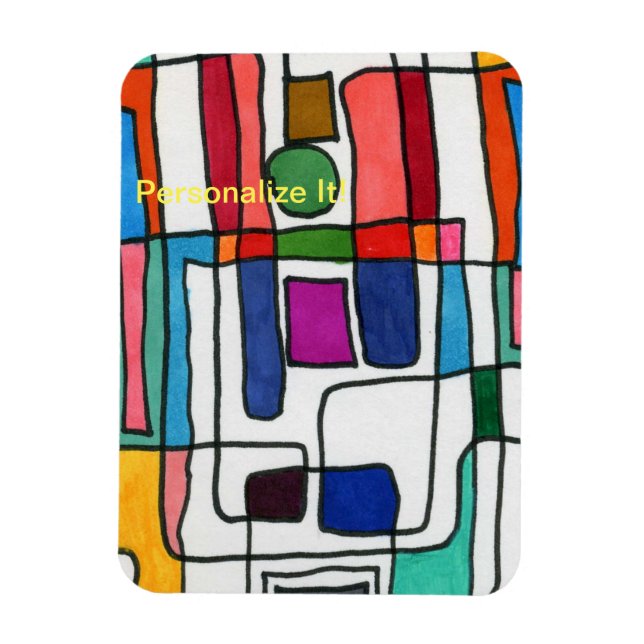 Hot & cool rectangular stripes with circle accent magnet (Vertical)