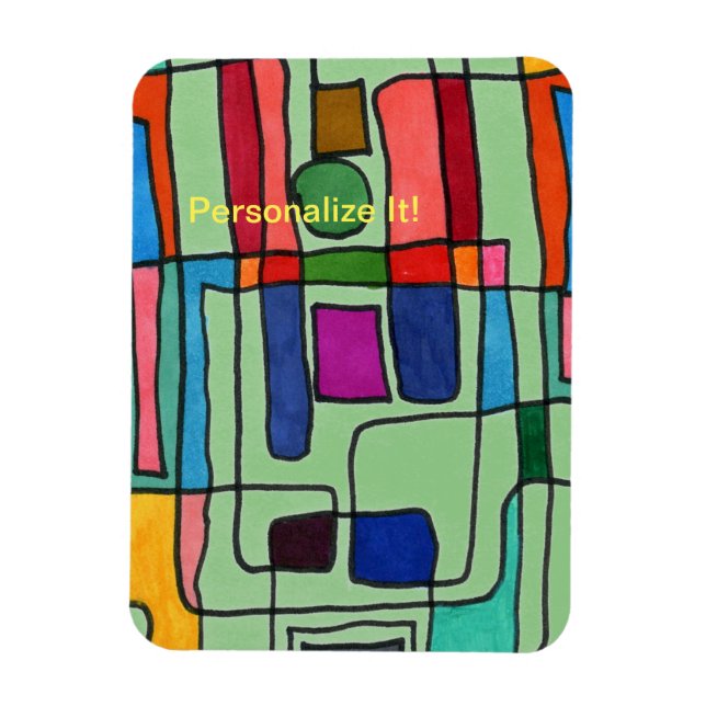 Hot & cool rectangular stripes with circle accent magnet (Vertical)