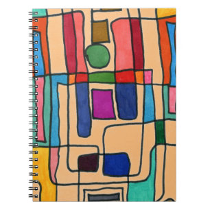 Hot & cool rectangular stripes with circle accent notebook