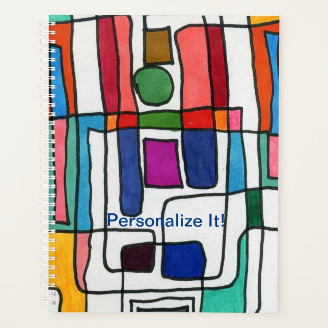 Hot & cool rectangular stripes with circle accent planner (Front)