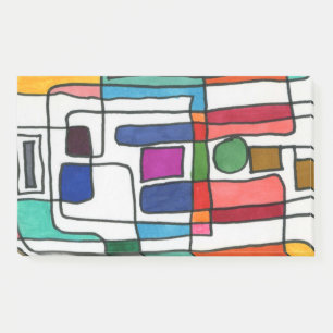Hot &cool rectangular stripes with circle accent post-it notes