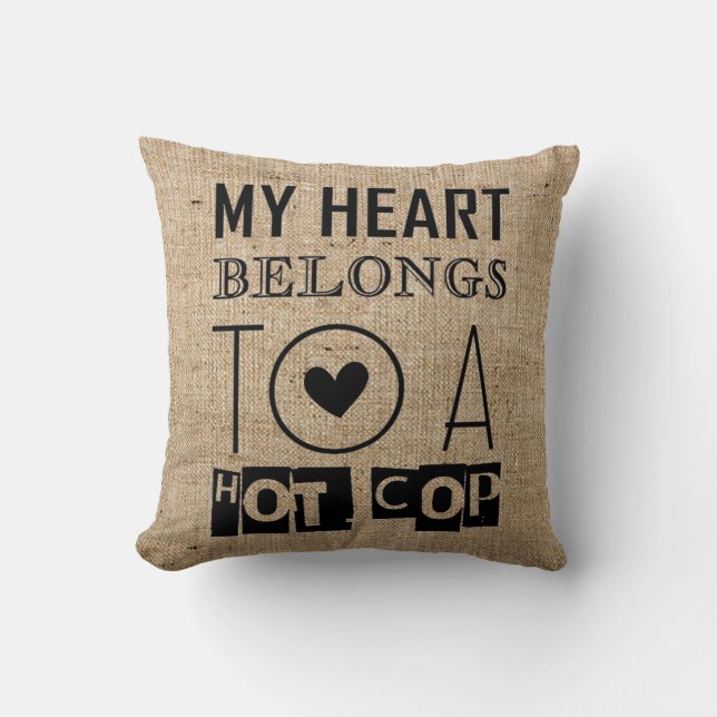 "HOT COP" COOL POLICE OFFICER TYPOGRAPHY GIFT CUSHION (Front)