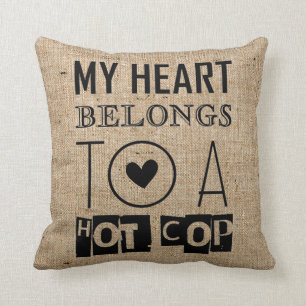 "HOT COP" COOL POLICE OFFICER TYPOGRAPHY GIFT CUSHION