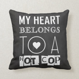 "HOT COP" COOL POLICE OFFICER TYPOGRAPHY GIFT CUSHION