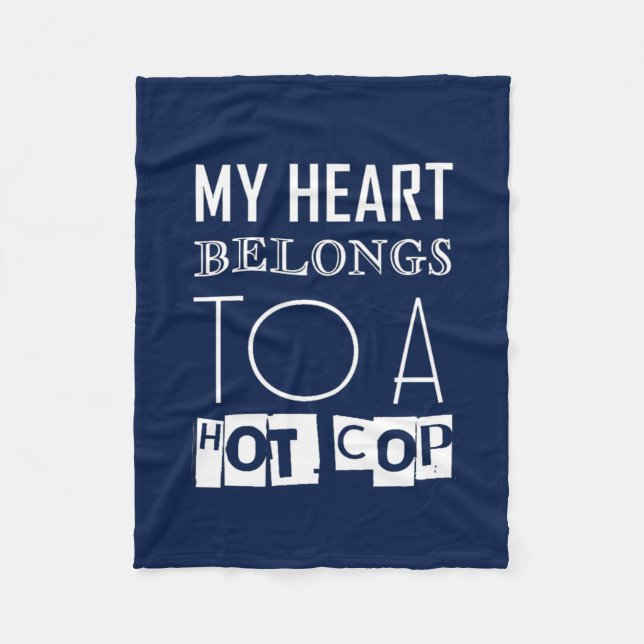 "HOT COP" COOL POLICE OFFICER TYPOGRAPHY GIFT FLEECE BLANKET (Front)