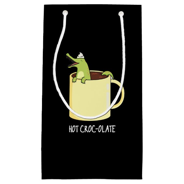 Hot Croc-colate Funny Crocodile Pun Dark BG Small Gift Bag (Front)