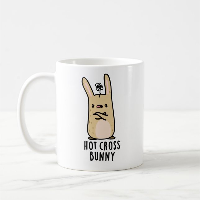 Hot Cross Bunny Funny Angry Rabbit Pun  Coffee Mug (Left)