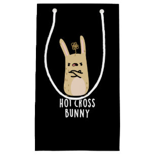 Hot Cross Bunny Funny Angry Rabbit Pun Dark BG Small Gift Bag