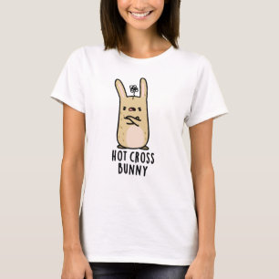 Hot Cross Bunny Funny Angry Rabbit Pun  T-Shirt