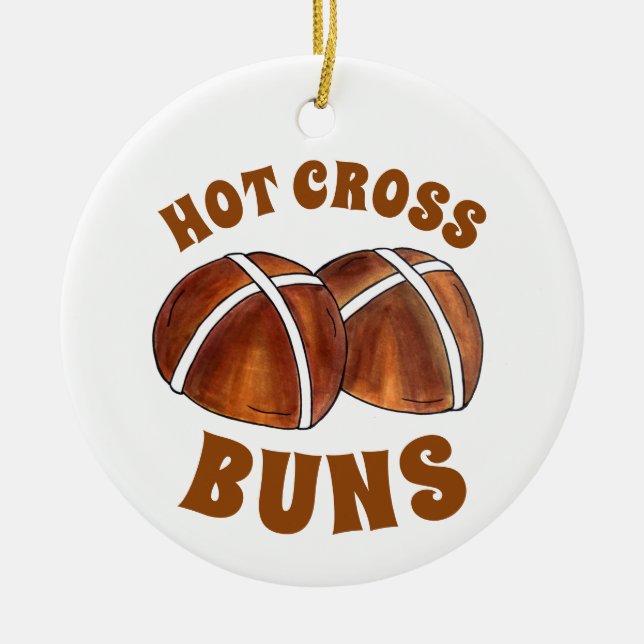 Hot Cross Buns British Food Baking Pastry Bakery Ceramic Ornament (Front)
