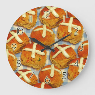Hot Cross Buns Large Clock