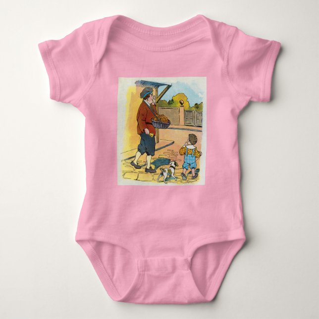 Hot-cross Buns, Mother Goose Nursery Rhyme Picture Baby Bodysuit (Front)