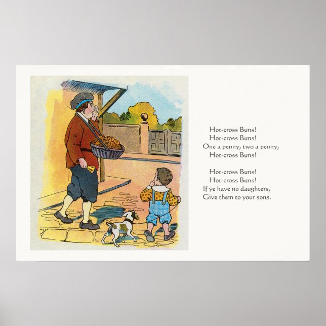 Hot-cross Buns, Mother Goose Nursery Rhyme Picture Poster (Front)