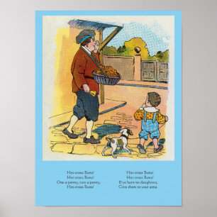 Hot-cross Buns, Mother Goose Nursery Rhyme Picture Poster