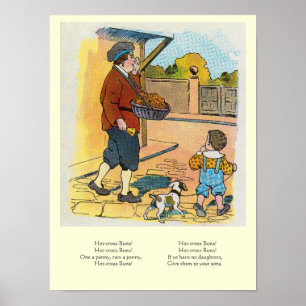 Hot-cross Buns, Mother Goose Nursery Rhyme Picture Poster