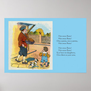 Hot-cross Buns, Mother Goose Nursery Rhyme Picture Poster