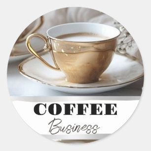 Hot Cup Coffee Shop Cafe Business Classic Round Sticker