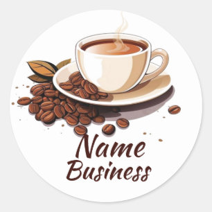 Hot Cup Coffee Shop Cafe Business Classic Round Sticker