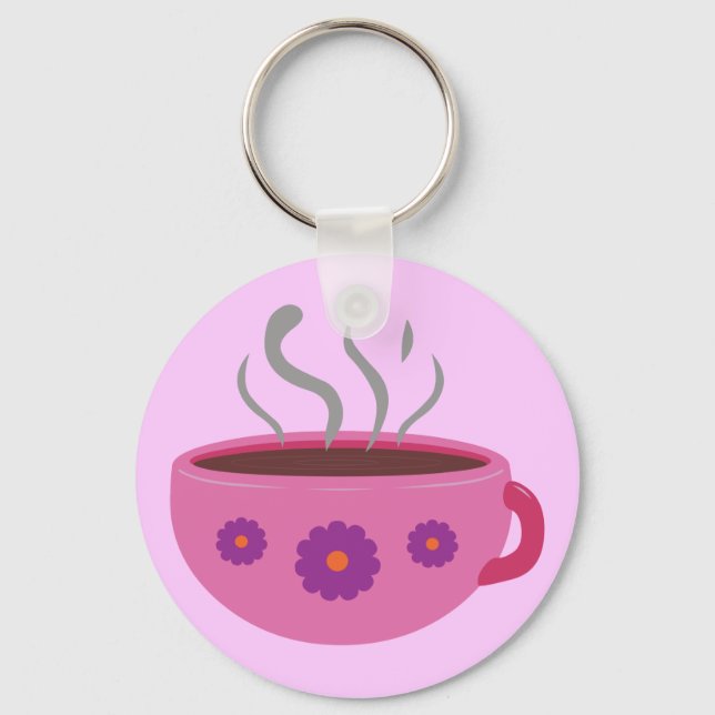 Hot Cup of Coffee Key Ring (Front)