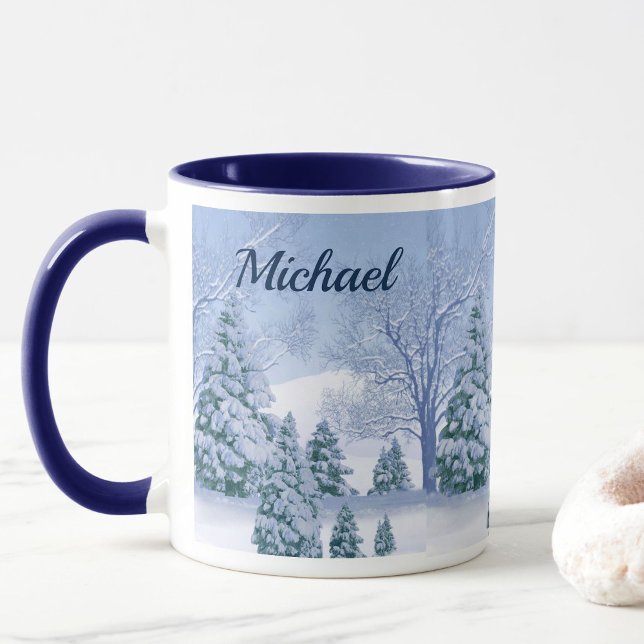 Hot Cup of Coffee on a Cold Winter Day Add Name (Creator Uploaded)