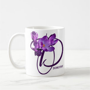 Hot Customizable purple spring flowers D monogram Coffee Mug