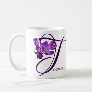 Hot Customizable purple spring flowers S monogram  Coffee Mug