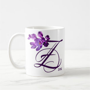 Hot Customizable purple spring flowers X monogram Coffee Mug