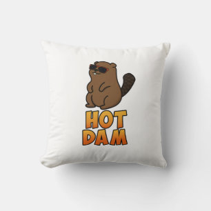 Hot Dam Funny Cool Beaver Pun Cushion