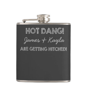 Hot Dang Chalkboard Wedding Hip Flask