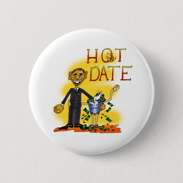 Hot Date 6 Cm Round Badge (Front)