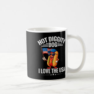 Hot Diggity Dog I Love Usa America Flag Hotdog 4th Coffee Mug